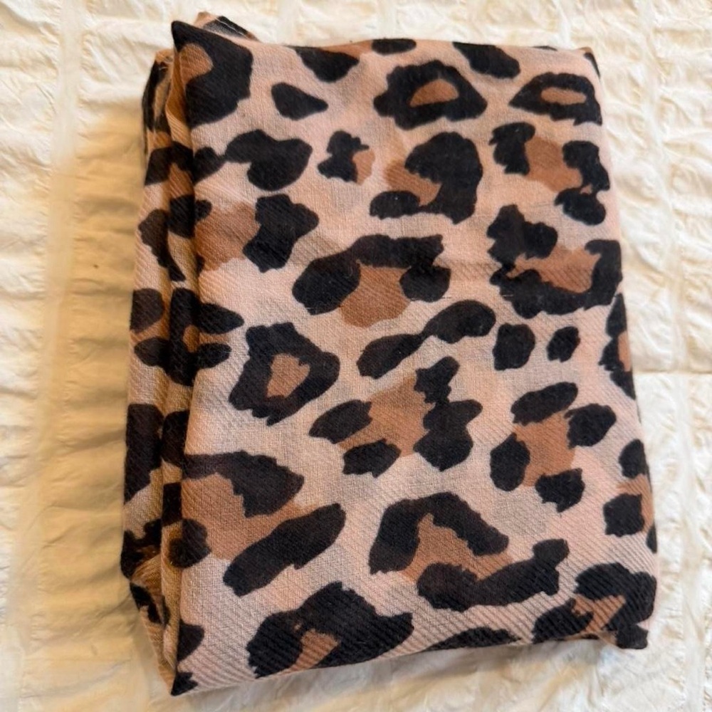 H&M Leopard Print Scarf - Black and Brown
